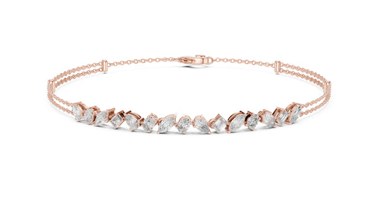 14k Rose Gold Round Lab-Grown Diamond Everyday Wear Bracelet for Women | Pure Carat