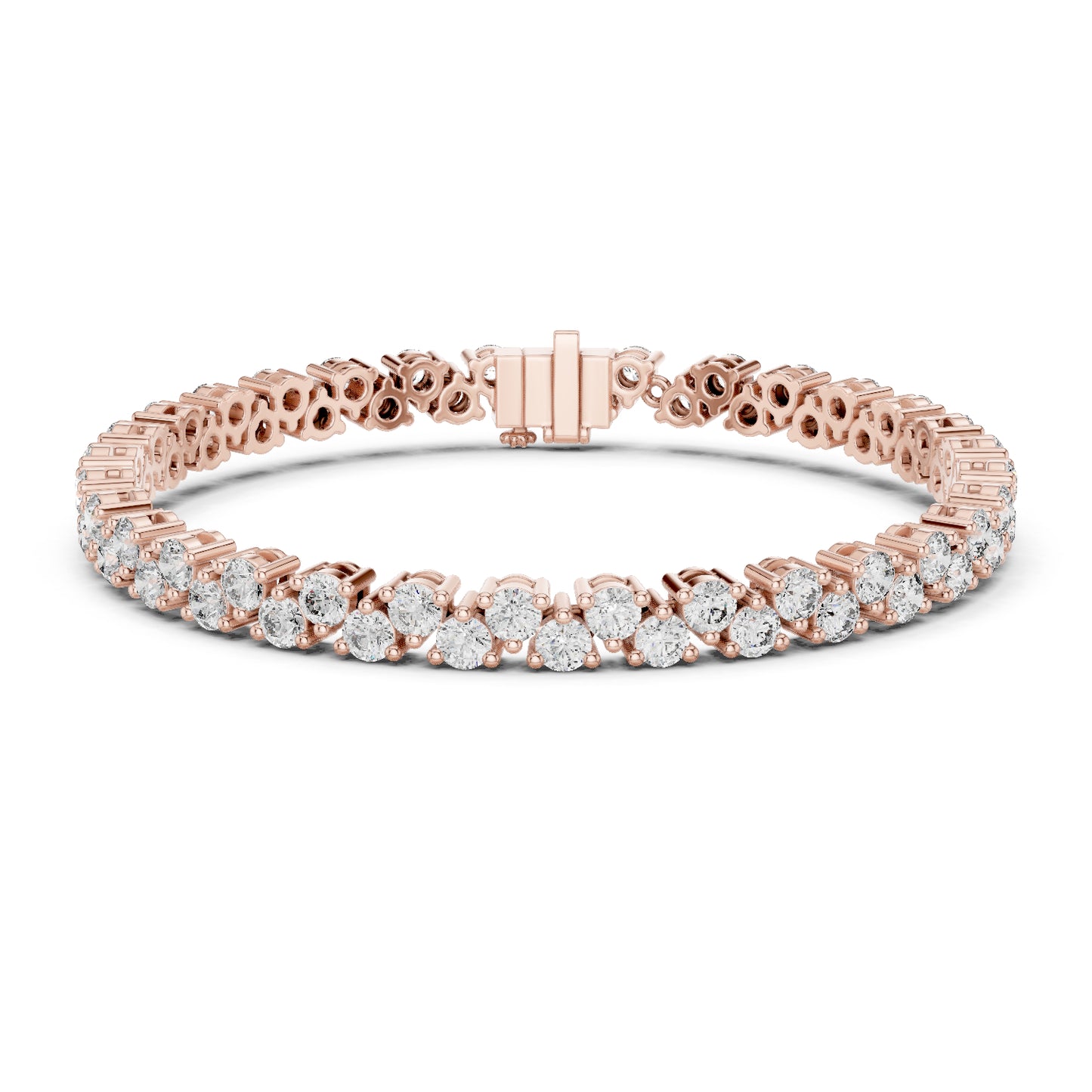 14k Rose Gold Round Lab-Grown Diamond Everyday Wear Bracelet for Women | Pure Carat