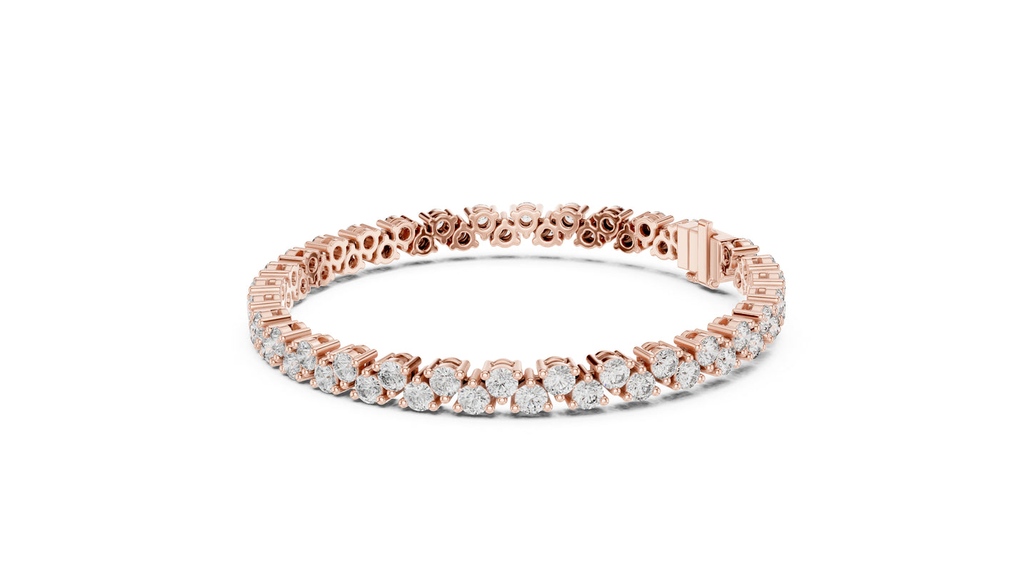 14k Rose Gold Round Lab-Grown Diamond Everyday Wear Bracelet for Women | Pure Carat