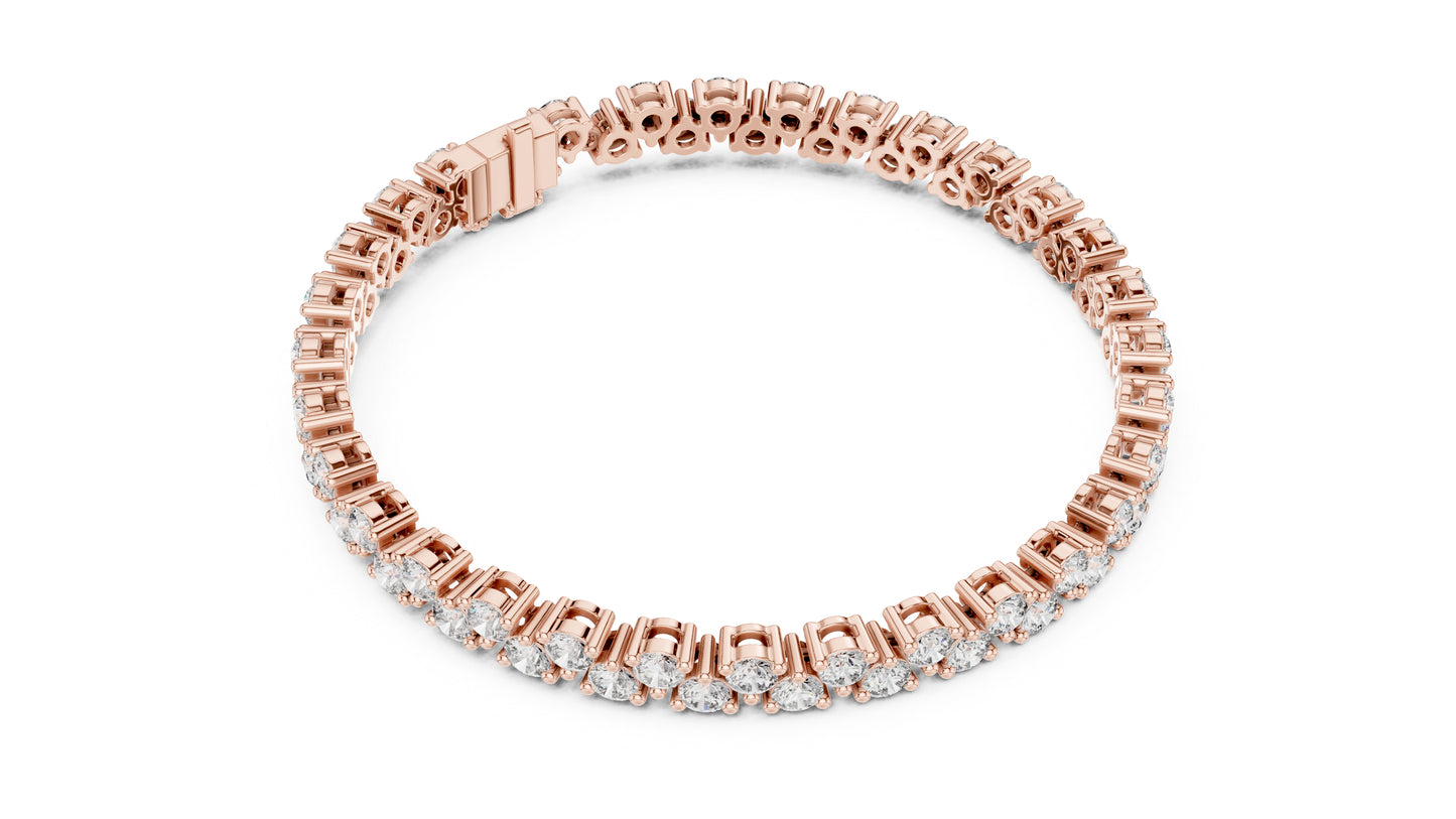 14k Rose Gold Round Lab-Grown Diamond Everyday Wear Bracelet for Women | Pure Carat
