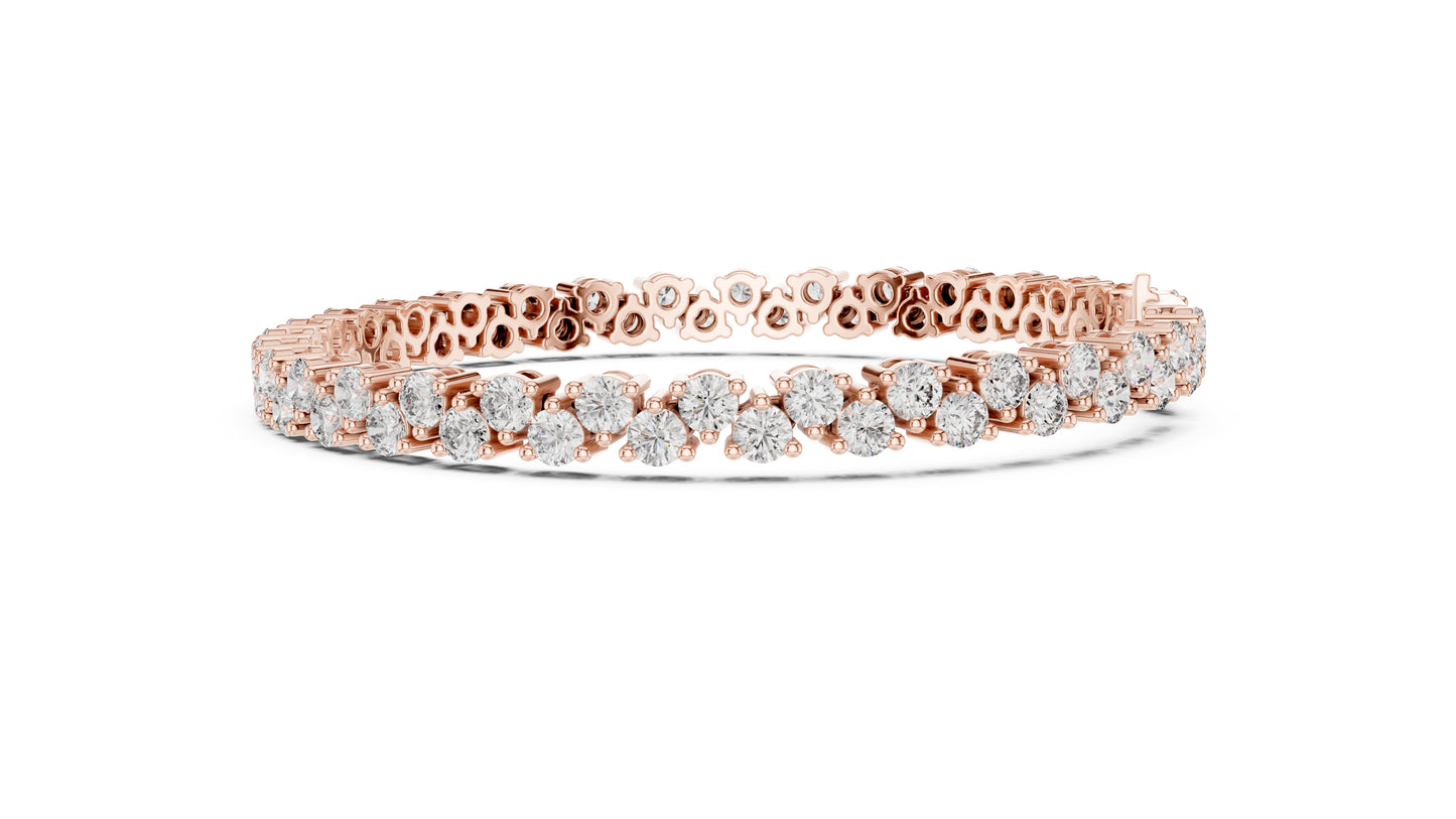 14k Rose Gold Round Lab-Grown Diamond Everyday Wear Bracelet for Women | Pure Carat