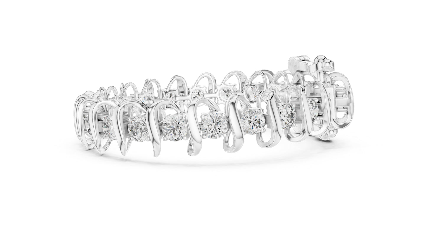 18k White Gold Round Lab-Grown Diamond Engagement Bracelet for Women | Pure Carat