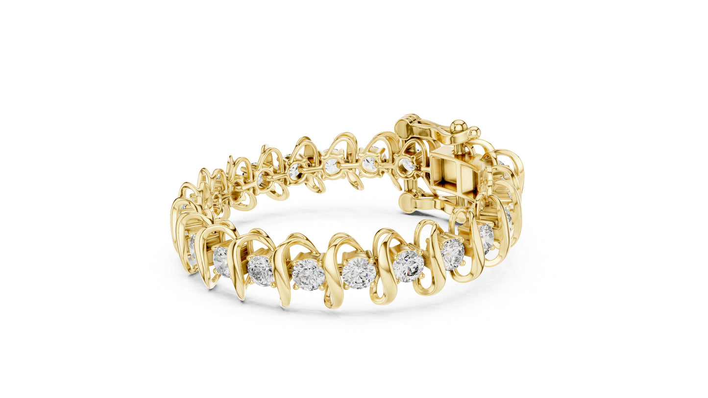 18k White Gold Round Lab-Grown Diamond Engagement Bracelet for Women | Pure Carat