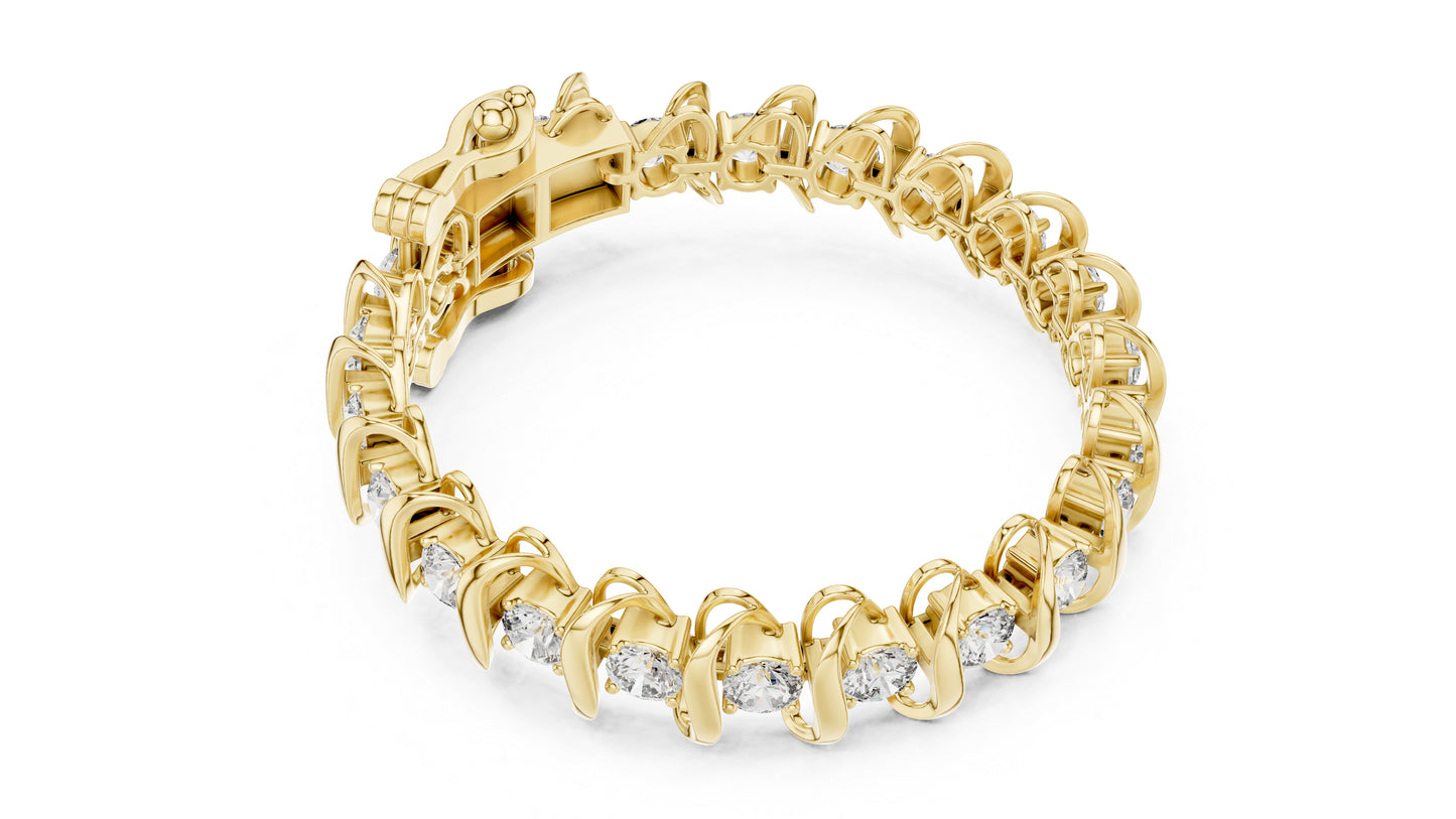 18k White Gold Round Lab-Grown Diamond Engagement Bracelet for Women | Pure Carat