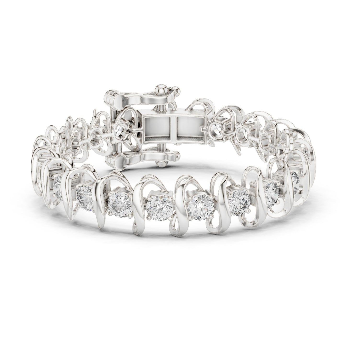 18k White Gold Round Lab-Grown Diamond Engagement Bracelet for Women | Pure Carat