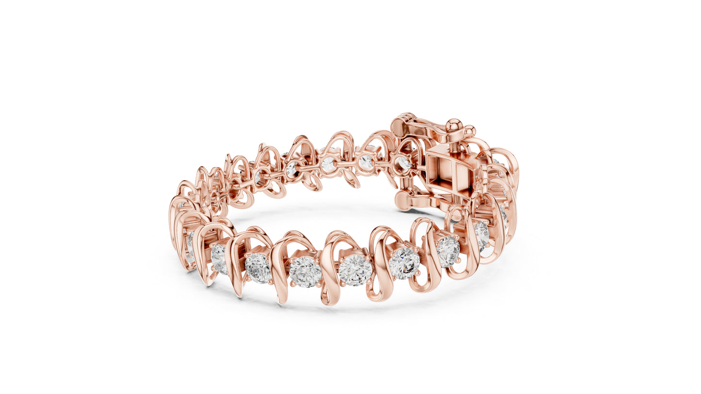 18k White Gold Round Lab-Grown Diamond Engagement Bracelet for Women | Pure Carat