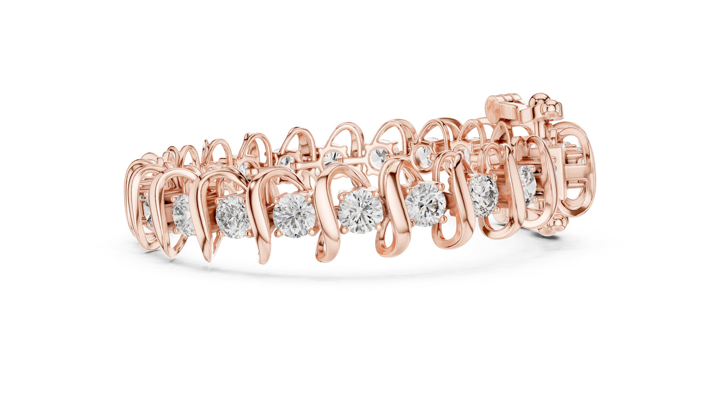 18k White Gold Round Lab-Grown Diamond Engagement Bracelet for Women | Pure Carat