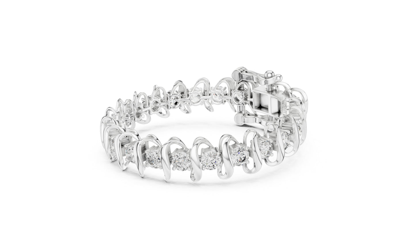 18k White Gold Round Lab-Grown Diamond Engagement Bracelet for Women | Pure Carat