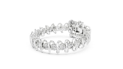 18k White Gold Round Lab-Grown Diamond Engagement Bracelet for Women | Pure Carat