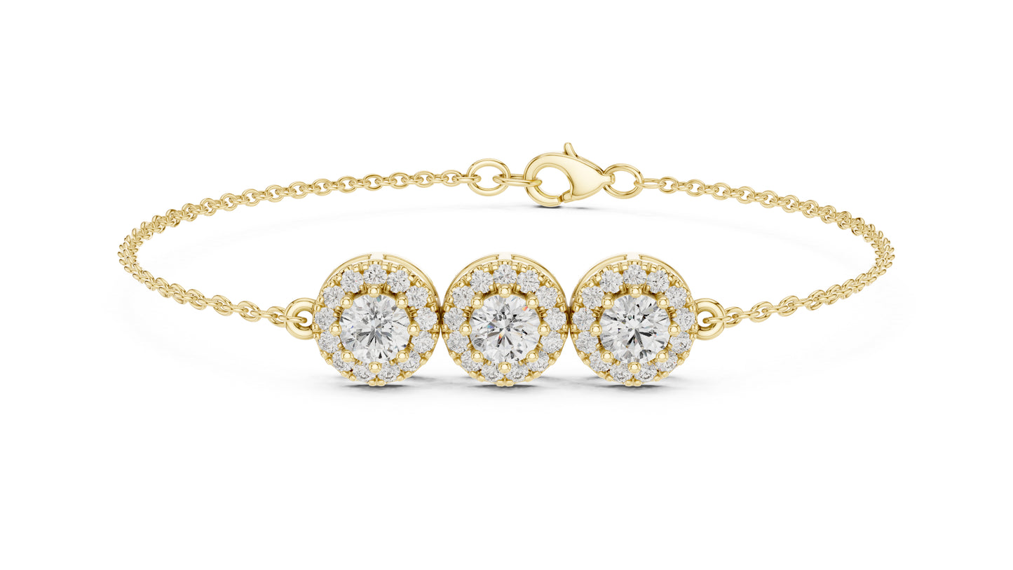 18k Yellow Gold Round Lab-Grown Diamond Wedding Bracelet for Women | Pure Carat