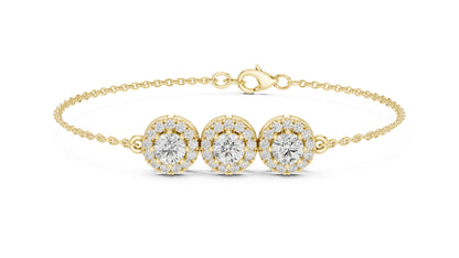 18k Yellow Gold Round Lab-Grown Diamond Wedding Bracelet for Women | Pure Carat