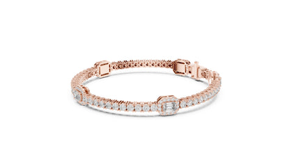 14k Yellow Gold Emerald/Round Lab-Grown Diamond Party Wear Bracelet | Pure Carat