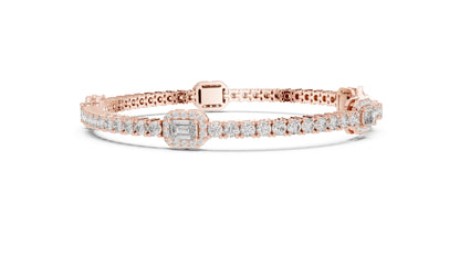14k Yellow Gold Emerald/Round Lab-Grown Diamond Party Wear Bracelet | Pure Carat
