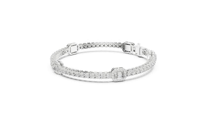 14k Yellow Gold Emerald/Round Lab-Grown Diamond Party Wear Bracelet | Pure Carat