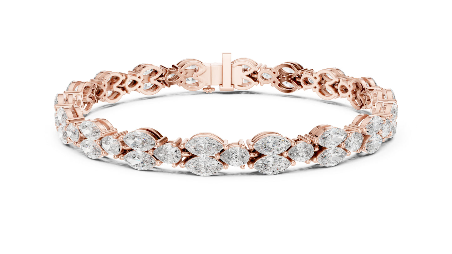 14k Rose Gold Pear/Marquise Lab-Grown Diamond Anniversary Bracelet for Women | Pure Carat