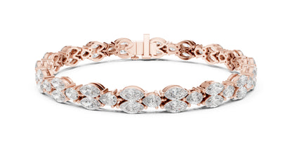 14k Rose Gold Pear/Marquise Lab-Grown Diamond Anniversary Bracelet for Women | Pure Carat
