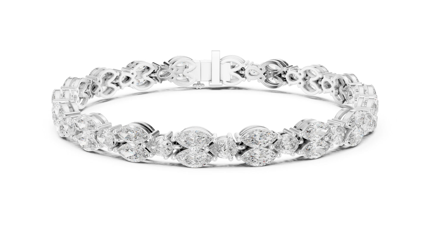 14k Rose Gold Pear/Marquise Lab-Grown Diamond Anniversary Bracelet for Women | Pure Carat