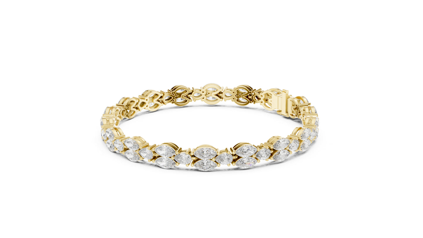 14k Rose Gold Pear/Marquise Lab-Grown Diamond Anniversary Bracelet for Women | Pure Carat