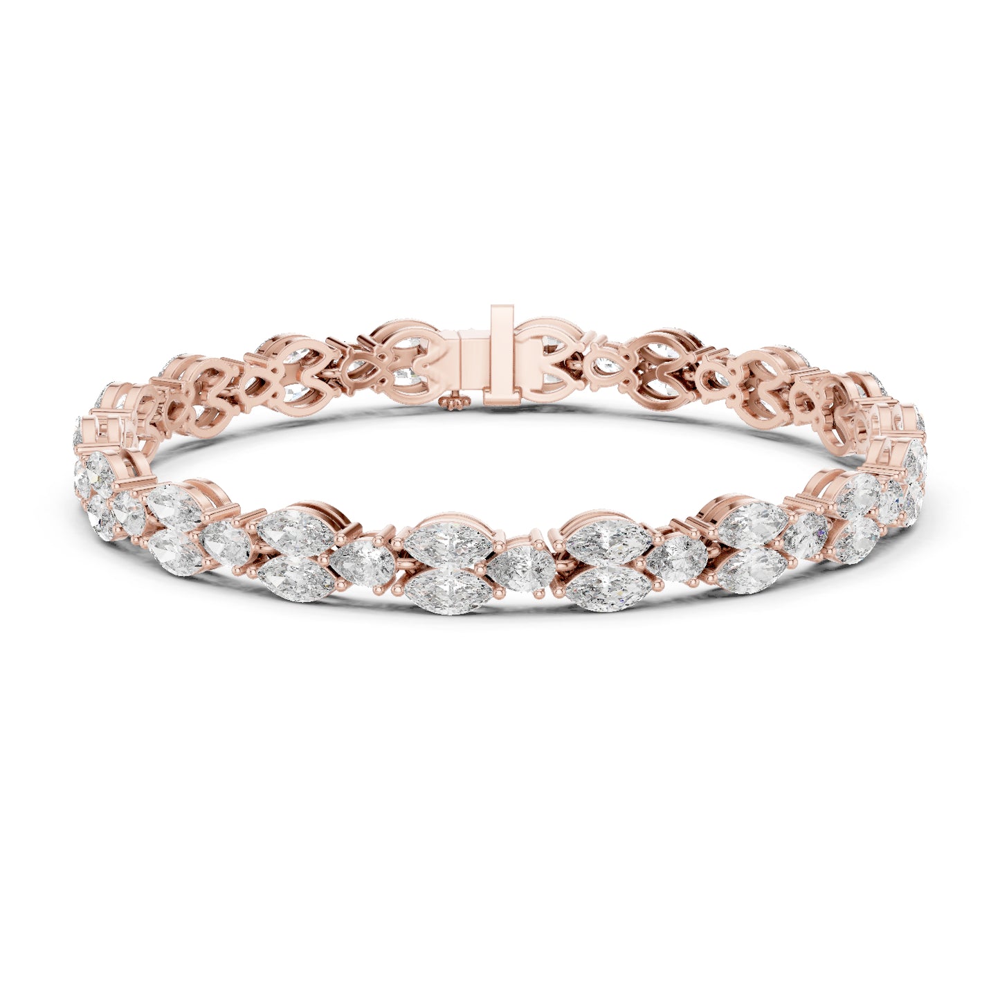14k Rose Gold Pear/Marquise Lab-Grown Diamond Anniversary Bracelet for Women | Pure Carat