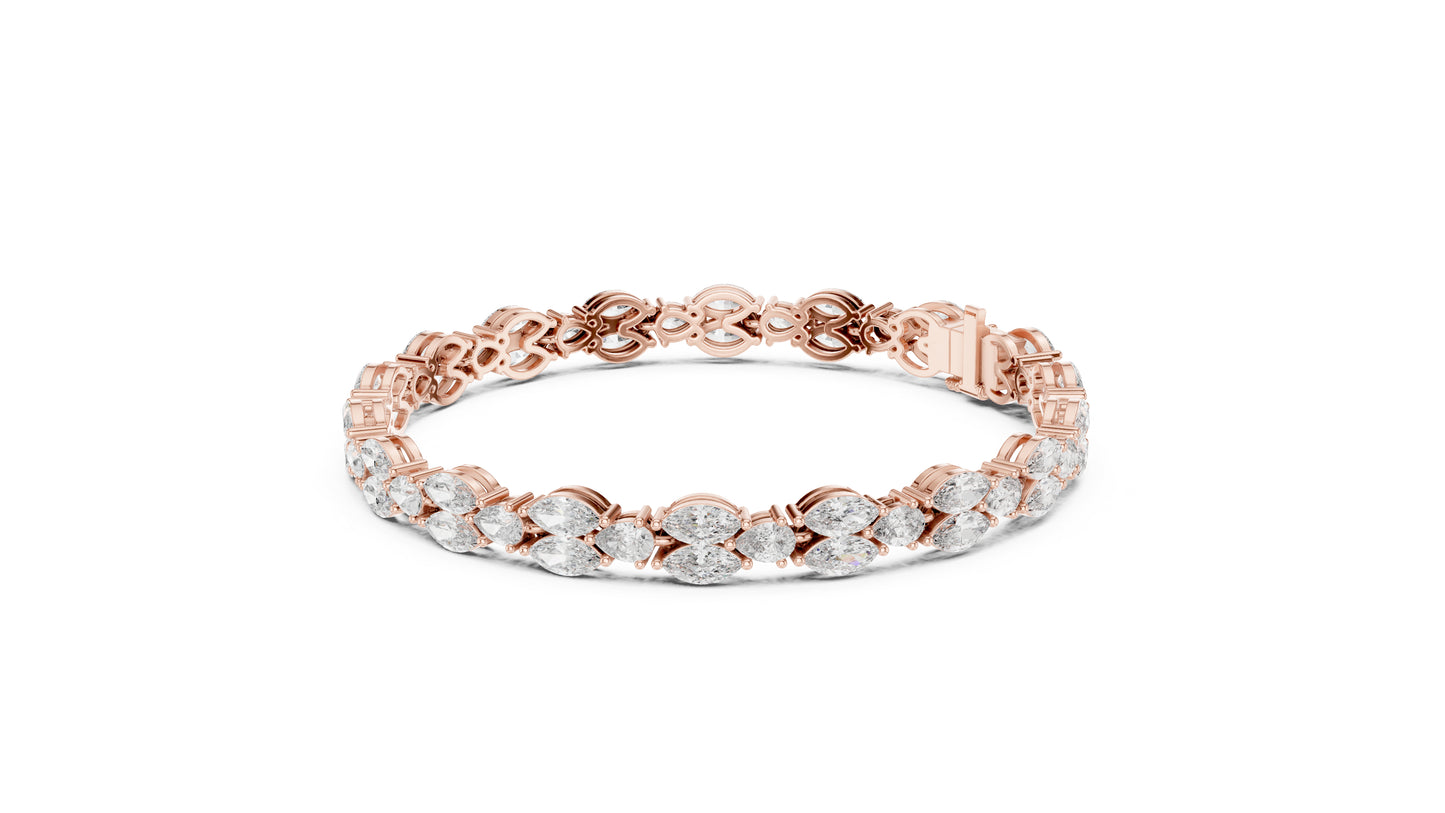 14k Rose Gold Pear/Marquise Lab-Grown Diamond Anniversary Bracelet for Women | Pure Carat