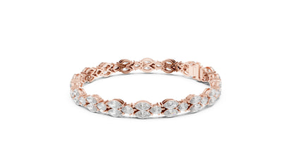 14k Rose Gold Pear/Marquise Lab-Grown Diamond Anniversary Bracelet for Women | Pure Carat