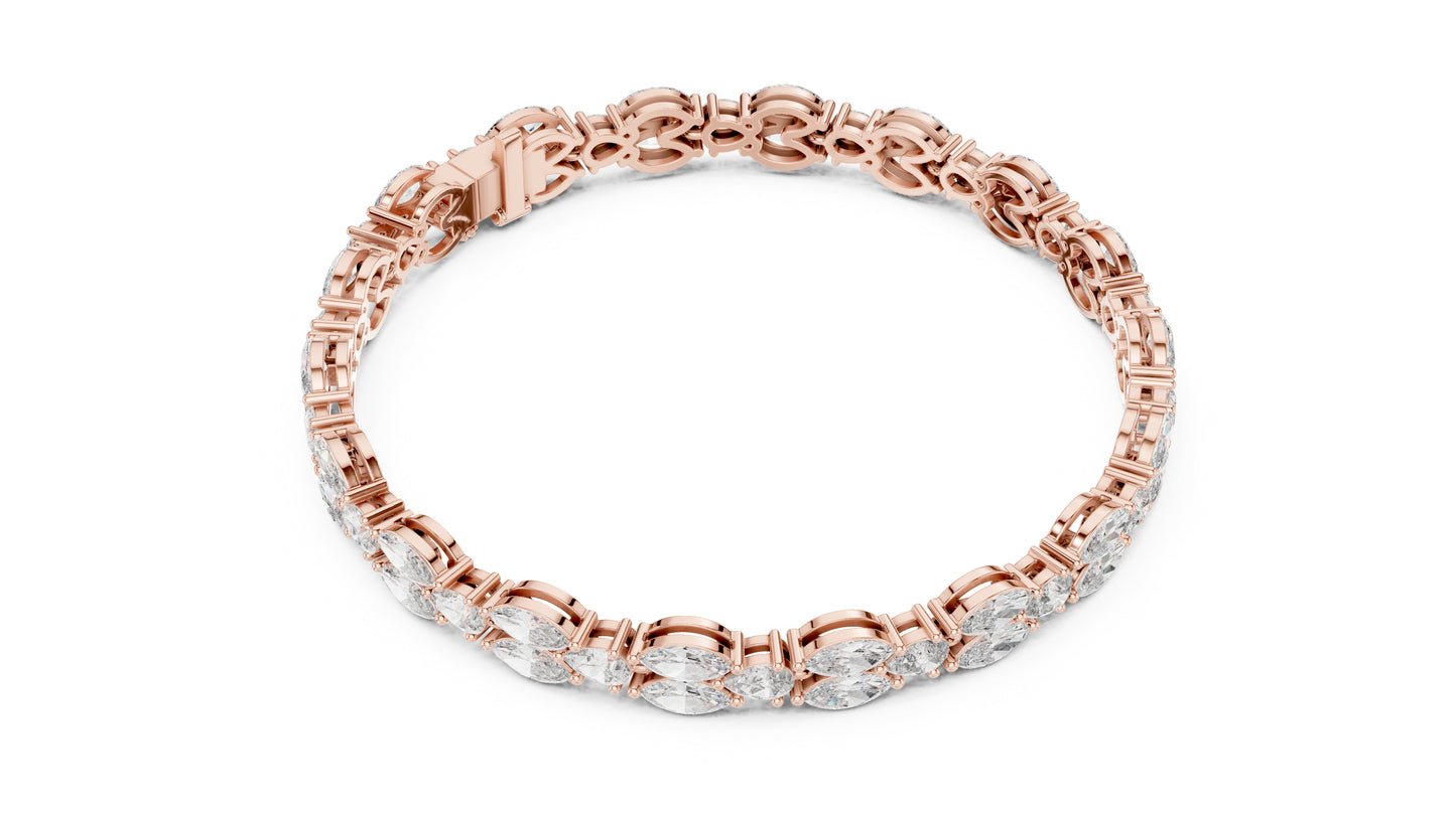 14k Rose Gold Pear/Marquise Lab-Grown Diamond Anniversary Bracelet for Women | Pure Carat