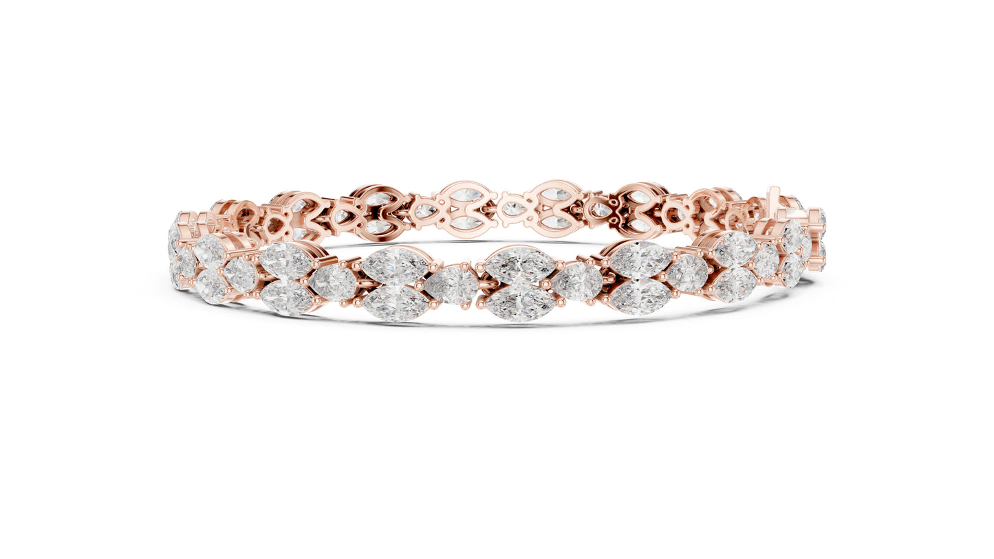 14k Rose Gold Pear/Marquise Lab-Grown Diamond Anniversary Bracelet for Women | Pure Carat