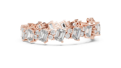 18k White Gold Emerald/Round Lab-Grown Diamond Engagement Bracelet for Women | Pure Carat