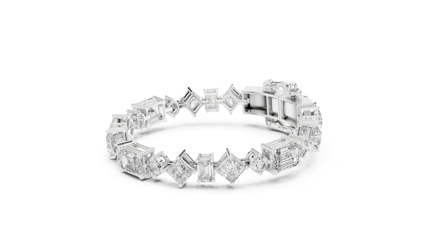 14k Yellow Gold Emerald/Princess/Round Lab-Grown Diamond Wedding Bracelet | Pure Carat