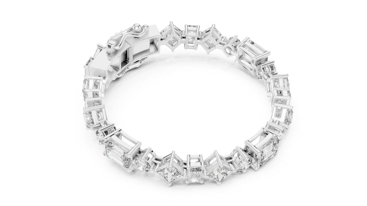 14k Yellow Gold Emerald/Princess/Round Lab-Grown Diamond Wedding Bracelet | Pure Carat