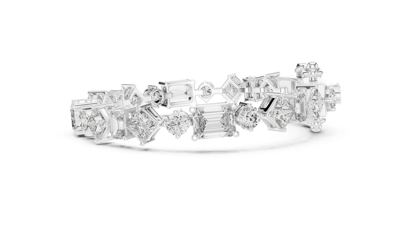 14k Yellow Gold Emerald/Princess/Round Lab-Grown Diamond Wedding Bracelet | Pure Carat