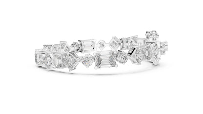 14k Yellow Gold Emerald/Princess/Round Lab-Grown Diamond Wedding Bracelet | Pure Carat