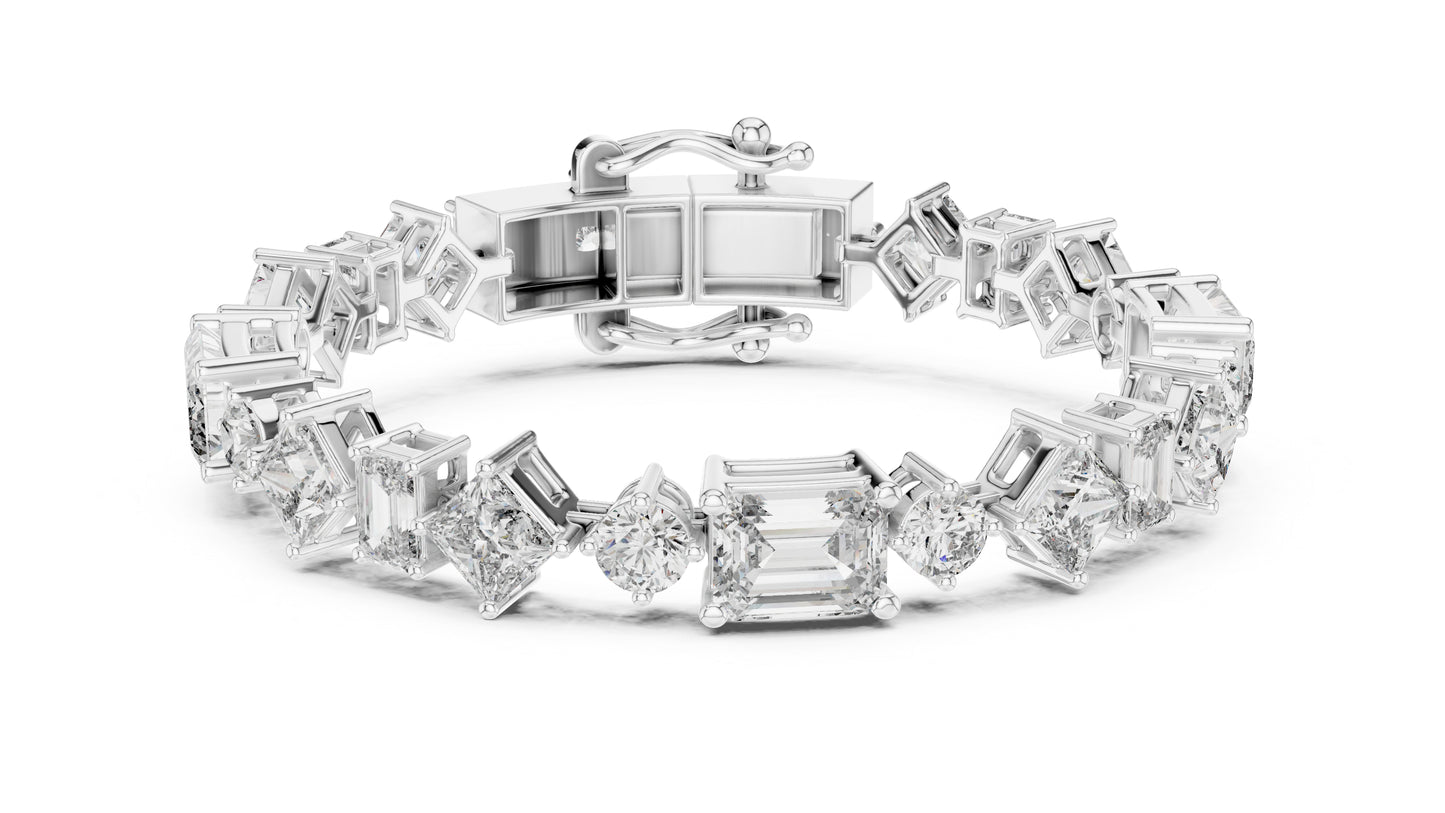 14k Yellow Gold Emerald/Princess/Round Lab-Grown Diamond Wedding Bracelet | Pure Carat