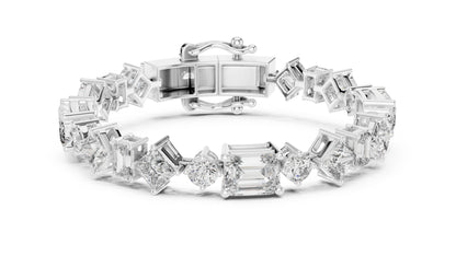 14k Yellow Gold Emerald/Princess/Round Lab-Grown Diamond Wedding Bracelet | Pure Carat