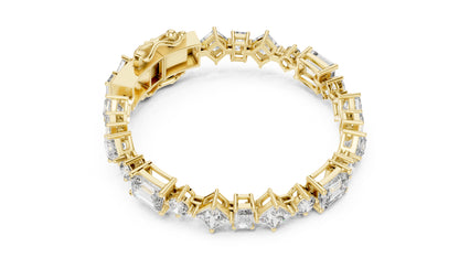 14k Yellow Gold Emerald/Princess/Round Lab-Grown Diamond Wedding Bracelet | Pure Carat