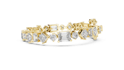 14k Yellow Gold Emerald/Princess/Round Lab-Grown Diamond Wedding Bracelet | Pure Carat