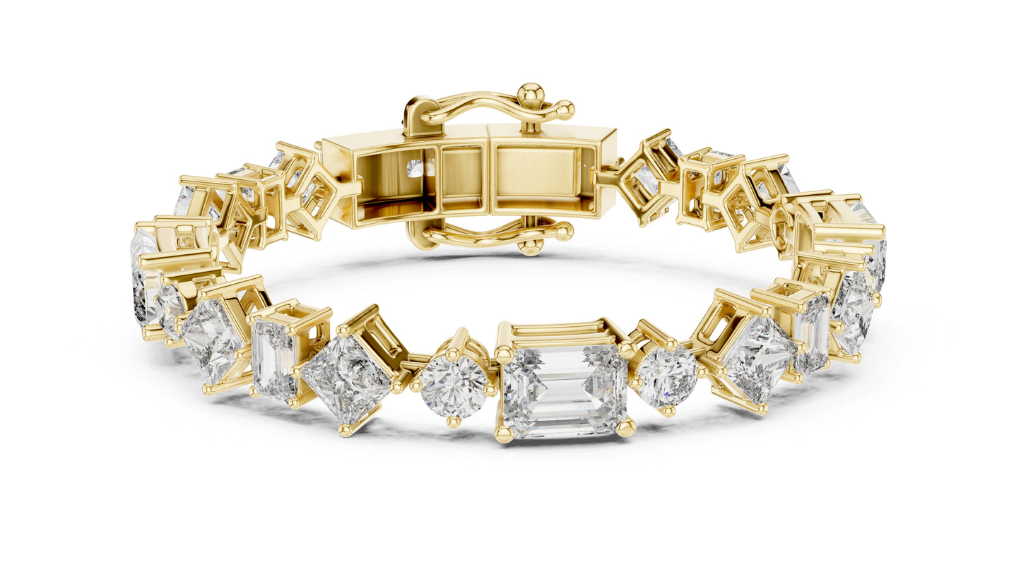 14k Yellow Gold Emerald/Princess/Round Lab-Grown Diamond Wedding Bracelet | Pure Carat