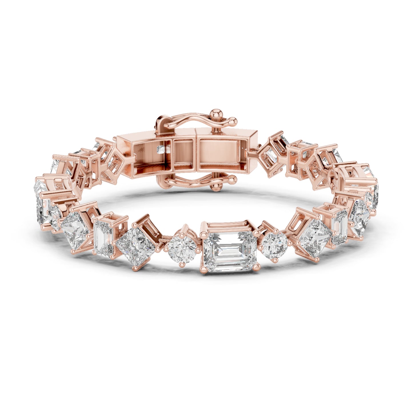 14k Yellow Gold Emerald/Princess/Round Lab-Grown Diamond Wedding Bracelet | Pure Carat