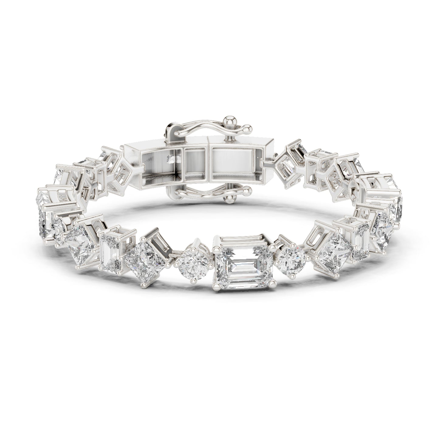 14k Yellow Gold Emerald/Princess/Round Lab-Grown Diamond Wedding Bracelet | Pure Carat