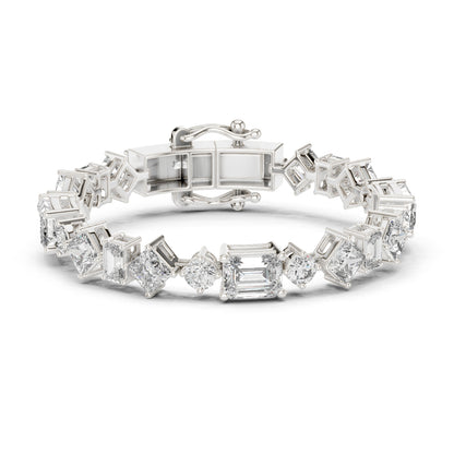 14k Yellow Gold Emerald/Princess/Round Lab-Grown Diamond Wedding Bracelet | Pure Carat