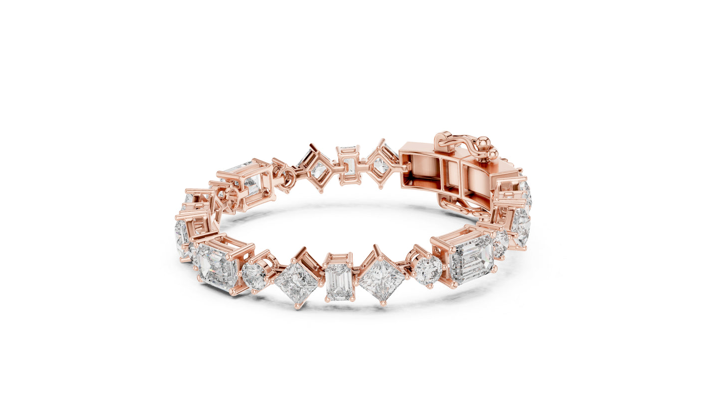 14k Yellow Gold Emerald/Princess/Round Lab-Grown Diamond Wedding Bracelet | Pure Carat