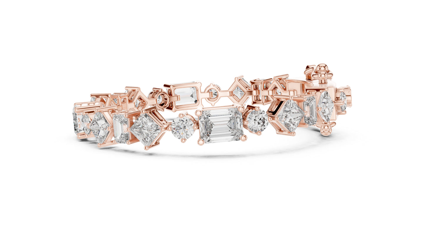 14k Yellow Gold Emerald/Princess/Round Lab-Grown Diamond Wedding Bracelet | Pure Carat