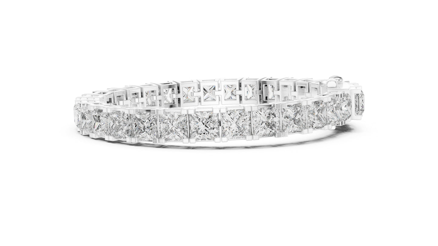 18k Yellow Gold Princess Lab-Grown Diamond Party Wear Bracelet for Women | Pure Carat