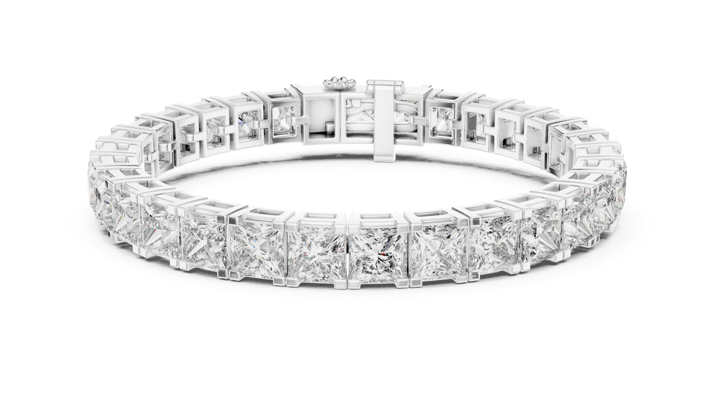 18k Yellow Gold Princess Lab-Grown Diamond Party Wear Bracelet for Women | Pure Carat