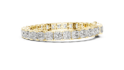 18k Yellow Gold Princess Lab-Grown Diamond Party Wear Bracelet for Women | Pure Carat
