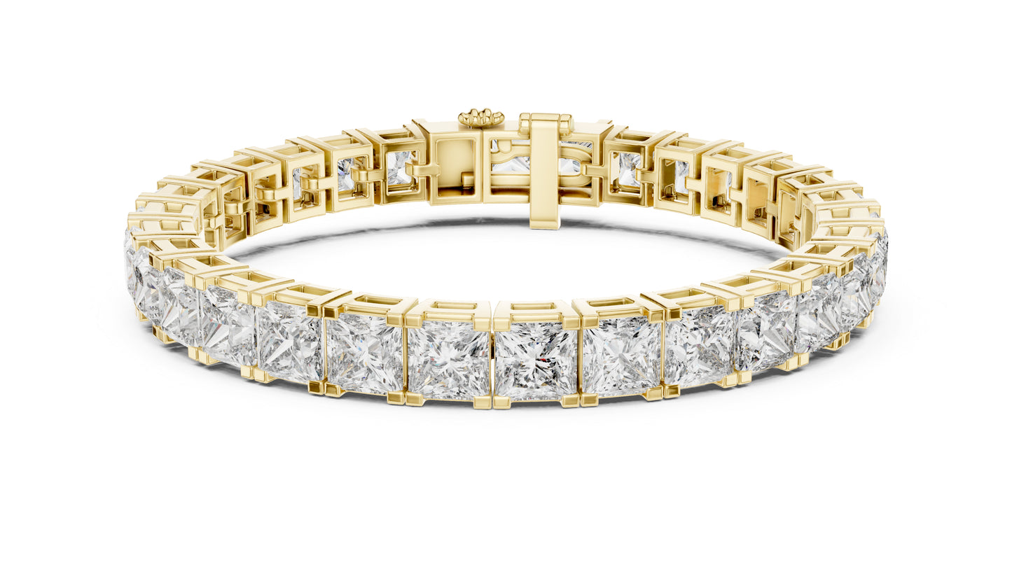 18k Yellow Gold Princess Lab-Grown Diamond Party Wear Bracelet for Women | Pure Carat