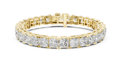 18k Yellow Gold Princess Lab-Grown Diamond Party Wear Bracelet for Women | Pure Carat