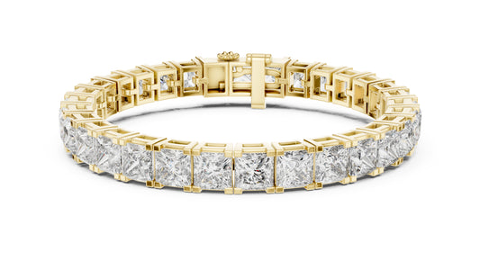 18k Yellow Gold Princess Lab-Grown Diamond Party Wear Bracelet for Women | Pure Carat