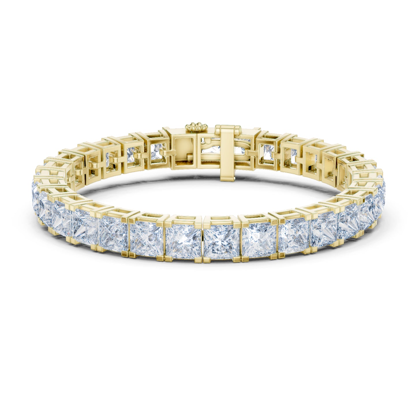 18k Yellow Gold Princess Lab-Grown Diamond Party Wear Bracelet for Women | Pure Carat