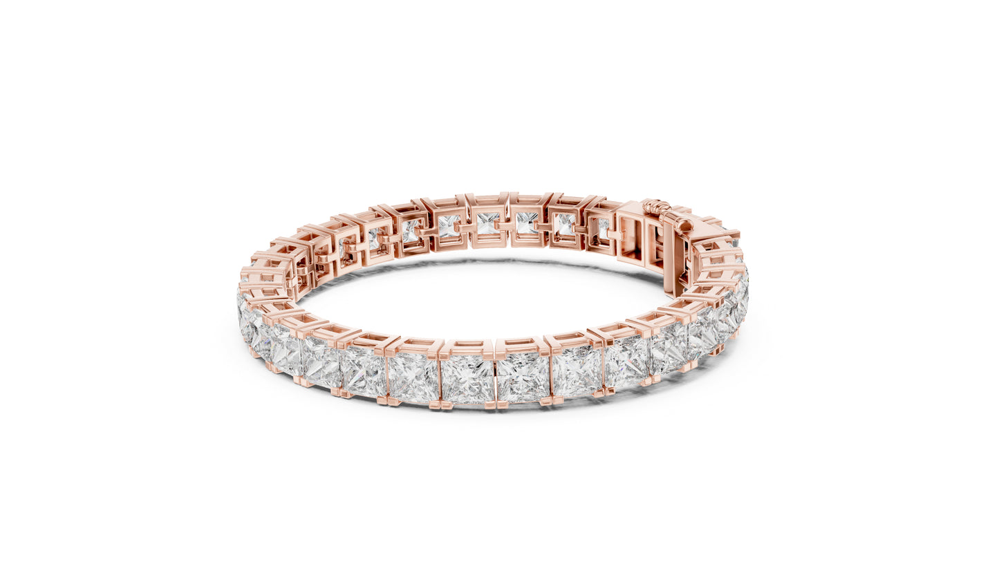 18k Yellow Gold Princess Lab-Grown Diamond Party Wear Bracelet for Women | Pure Carat